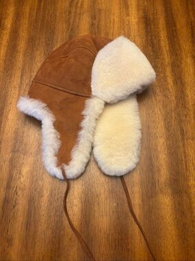Zavelio Shearling Sheepskin fur winter aviator hat